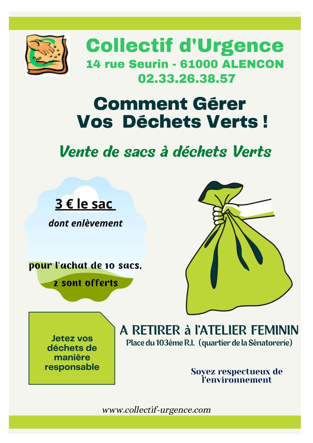 Vente de sacs de déchets verts - Collectif d'urgence